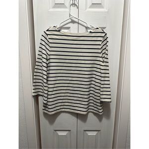 Old Navy Womens Top Quarter Sleeve Scoop Neck Stripes White Black Medium